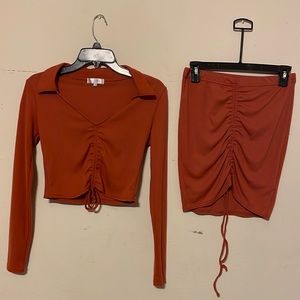 Riley & James long sleeve crop top with short skirt set